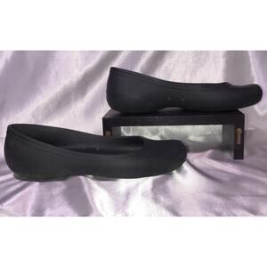Crocs Iconic Comfort Flats Slip On Ballet Shoes Black Size 8